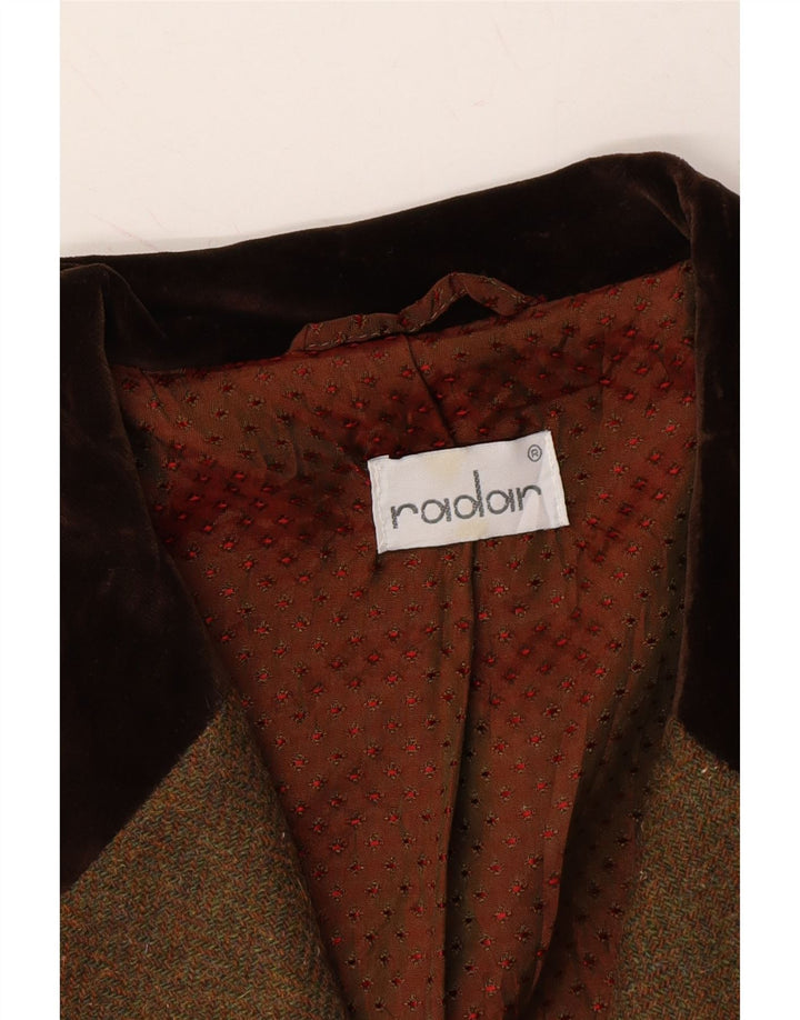 VINTAGE Womens 3 Button 3/4 Sleeve Blazer Jacket UK 14 Medium Brown Wool Vintage Vintage and Second-Hand Vintage from Messina Hembry 