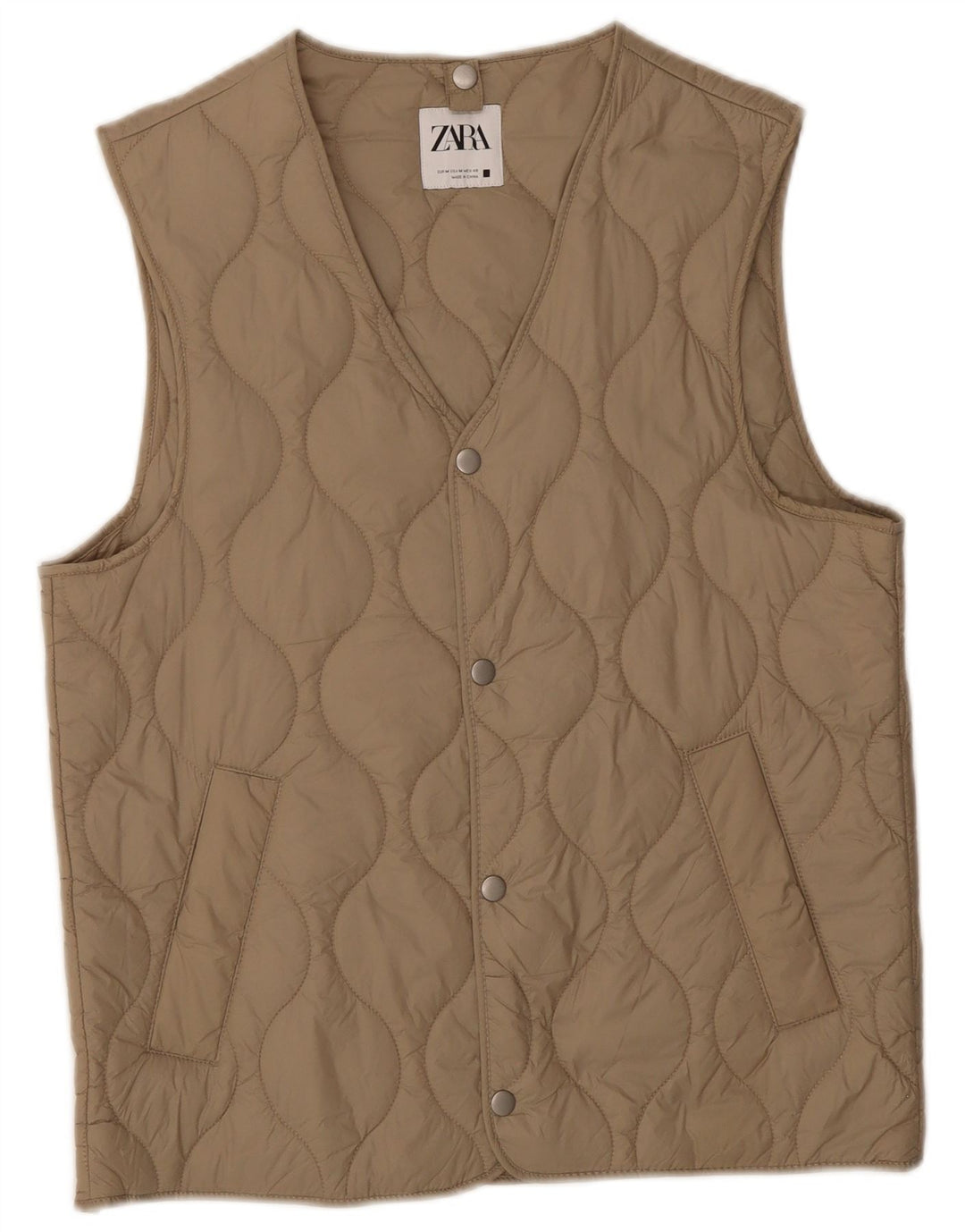 Gilet trapuntato da uomo Zara UK 38 Poliestere beige medio