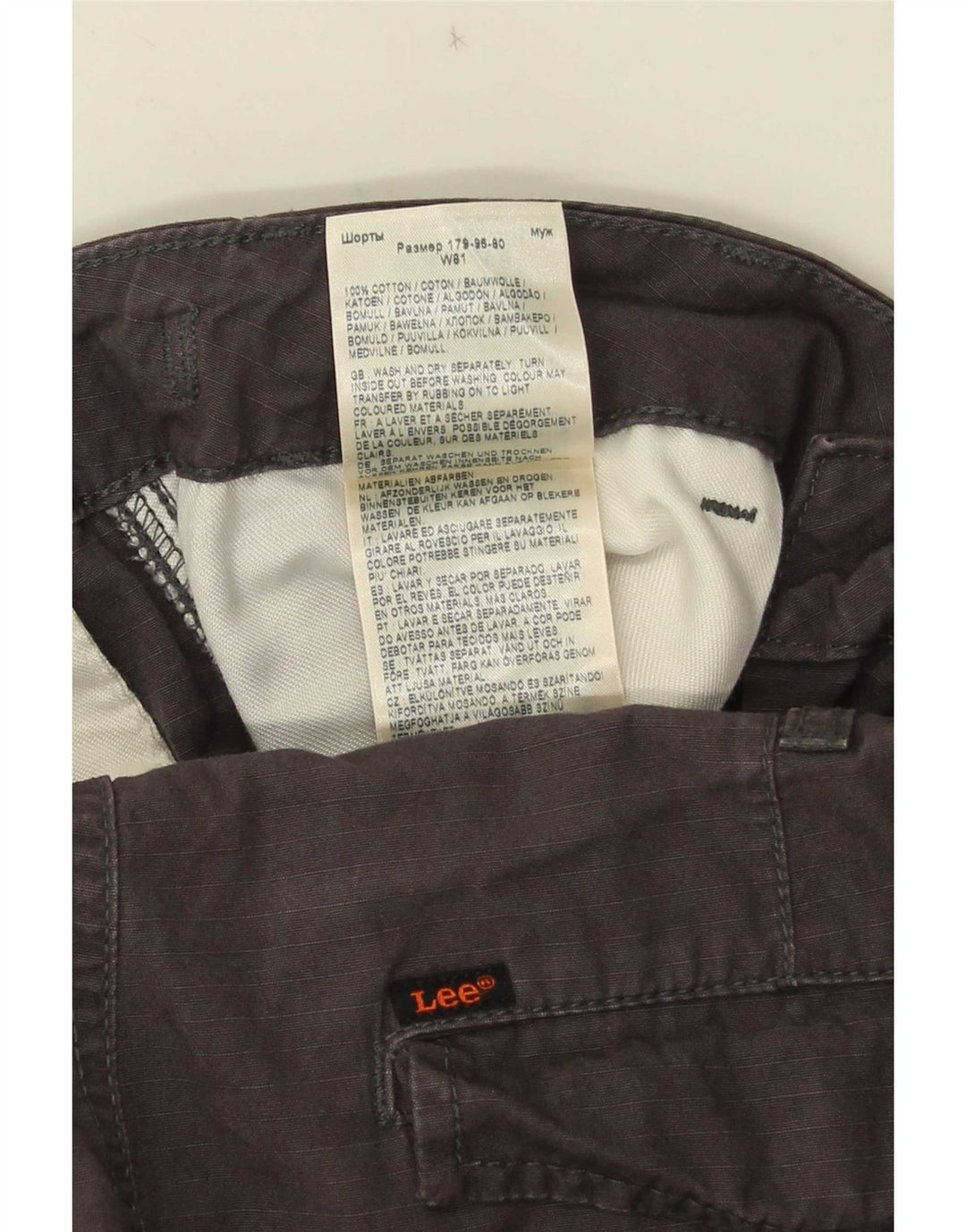 Pantaloncini cargo da uomo Lee W32 in cotone grigio medio