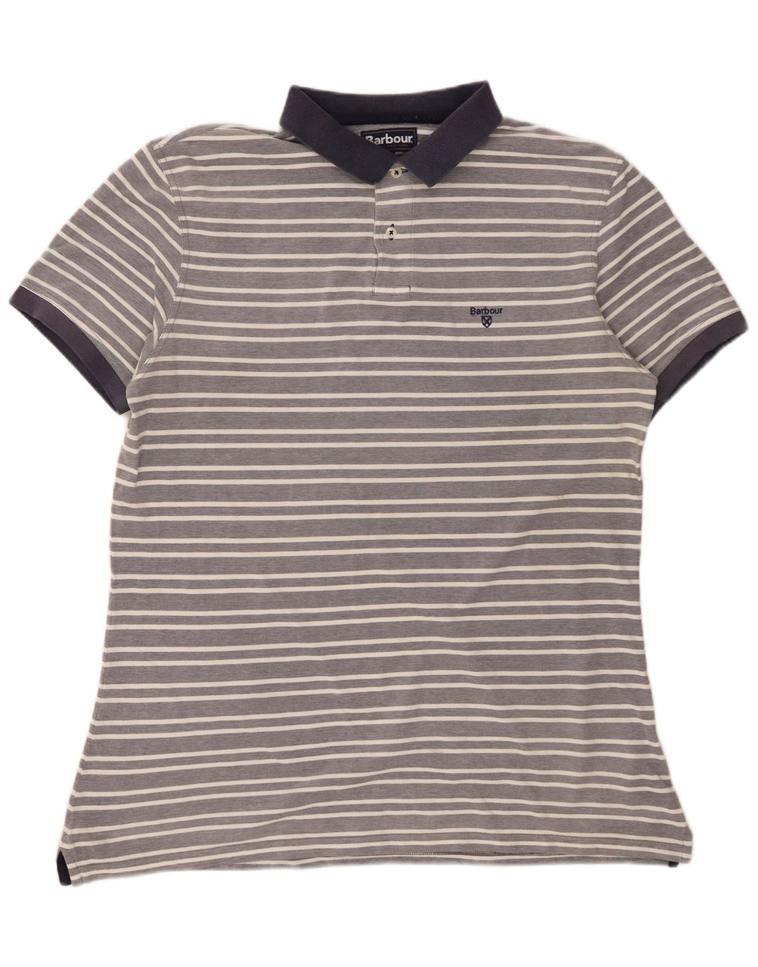 Polo da uomo Barbour XL in cotone a righe grigie