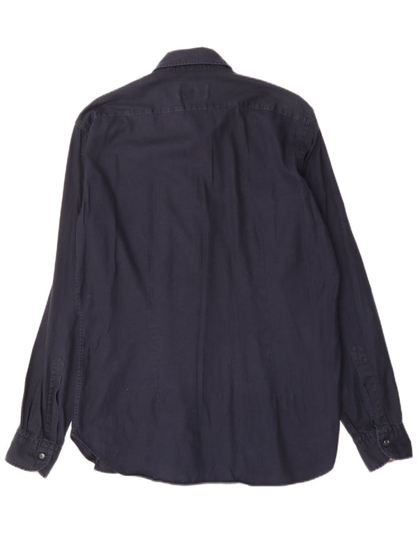 Camicia da uomo AQUASCUTUM taglia 16 1/2 42 grande cotone blu navy