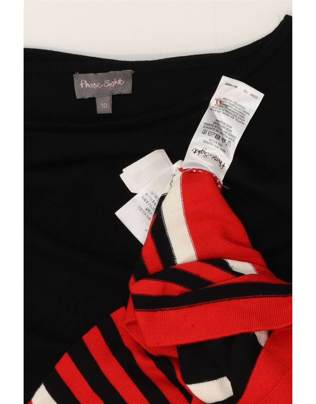 PHASE EIGHT Abito maglione da donna con maniche a 3/4 UK 10 Piccolo a righe nere