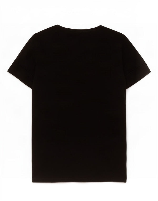 Guess T-shirt grafica da donna Top UK 12 Medium Nero Poliestere