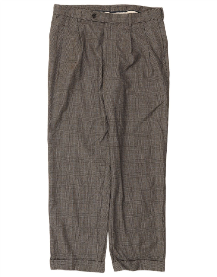 BROOKS BROTHERS Pantaloni da abito con pegging Madison da uomo W32 L29 pied de poule grigio