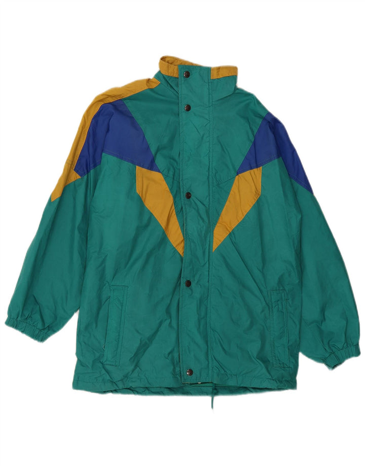 Giacca a vento da uomo VINTAGE UK 40 Large Blu Colourblock in poliammide