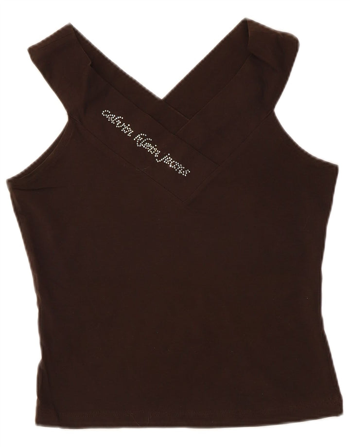 Canottiera grafica da donna Calvin Klein Jeans UK 10 piccola marrone