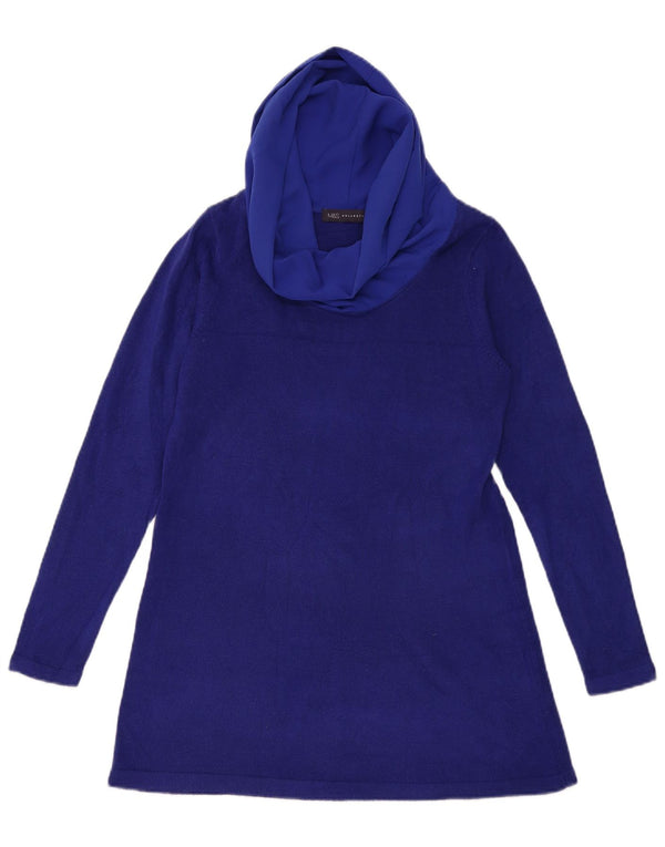 Maglione maglione a collo alto da donna Marks & Spencer UK 12 Poliestere blu medio
