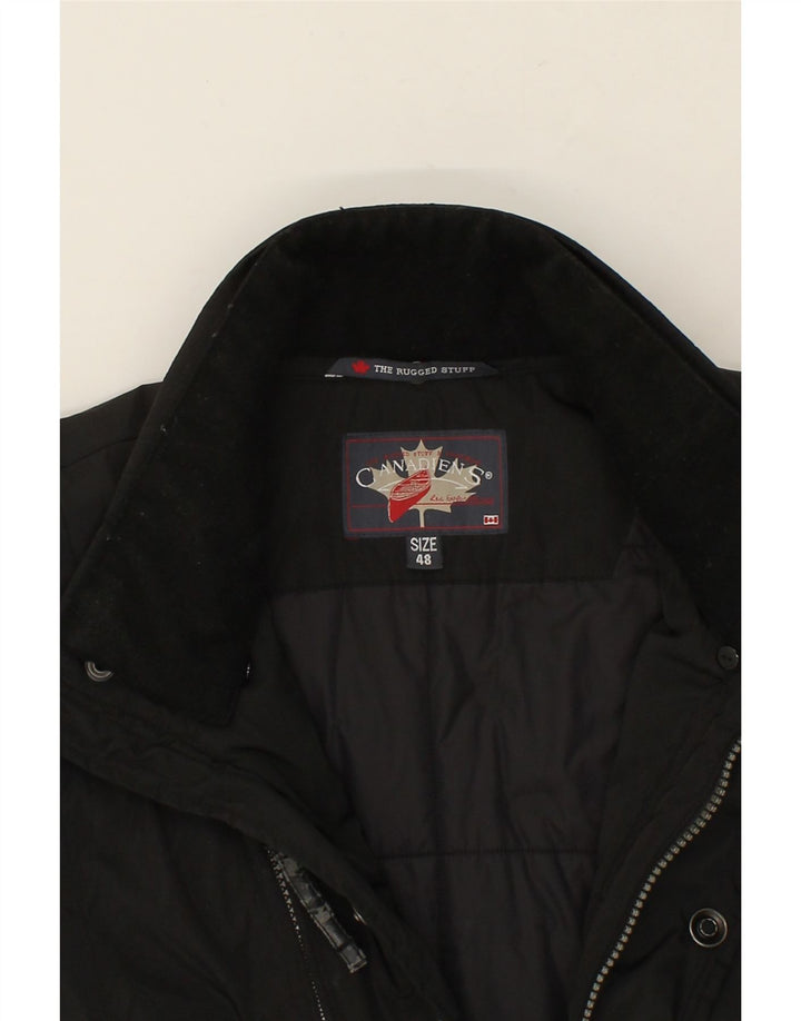 CANADIENS Mens Windbreaker Jacket IT 48 Medium Black Polyester Vintage Canadiens and Second-Hand Canadiens from Messina Hembry 