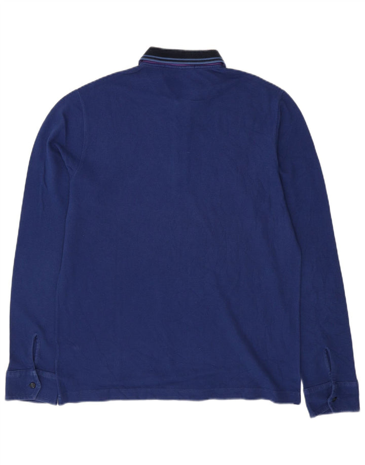 Polo da uomo a maniche lunghe Fred Perry in cotone a righe blu medio
