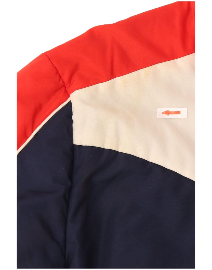 Giacca imbottita da donna vintage UK 14 grande color block blu navy