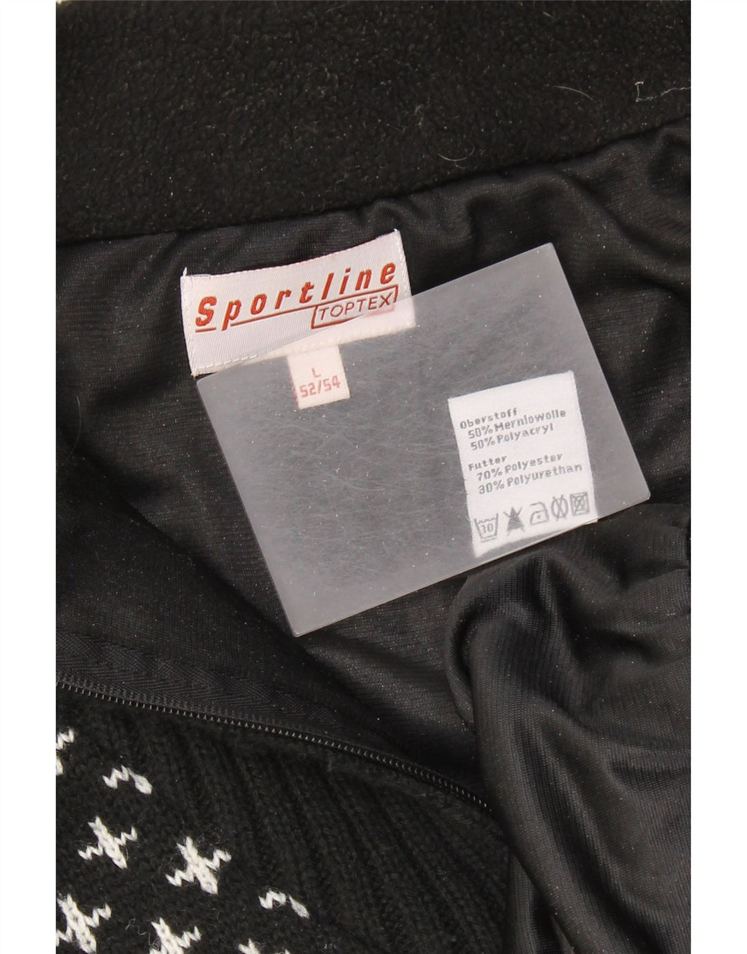 Maglione da uomo VINTAGE con zip e collo IT 52/54 Large Black Fair Isle