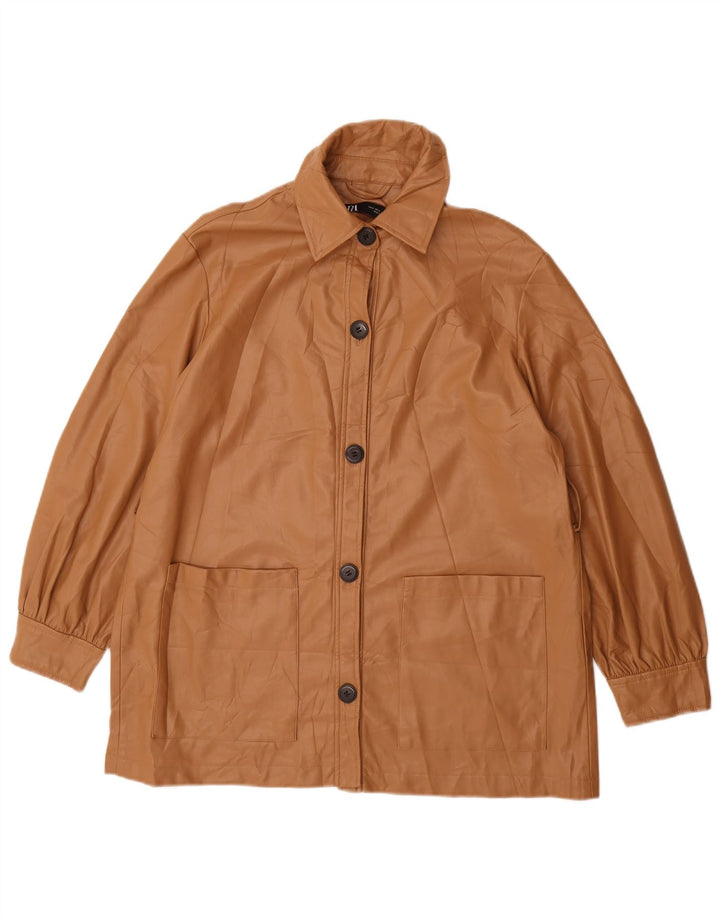 Soprabito oversize in ecopelle da donna Zara UK 10 piccolo in poliuretano marrone