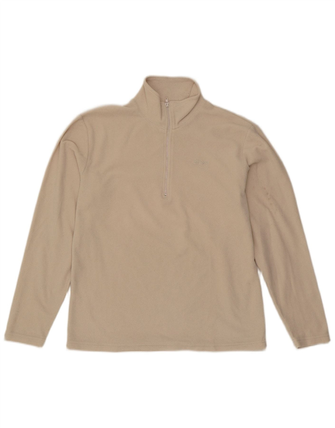 Maglione in pile da donna Asics con collo con zip, UK 16, grande, poliestere bianco sporco