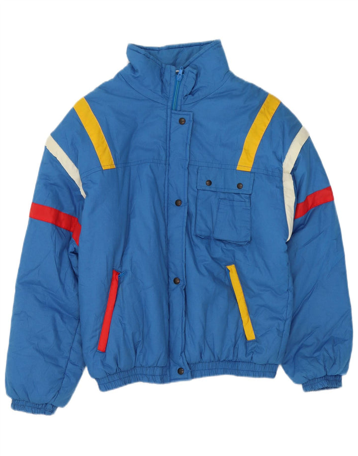 Giacca da sci vintage da donna EU 42 Large Blu Colourblock Poliestere