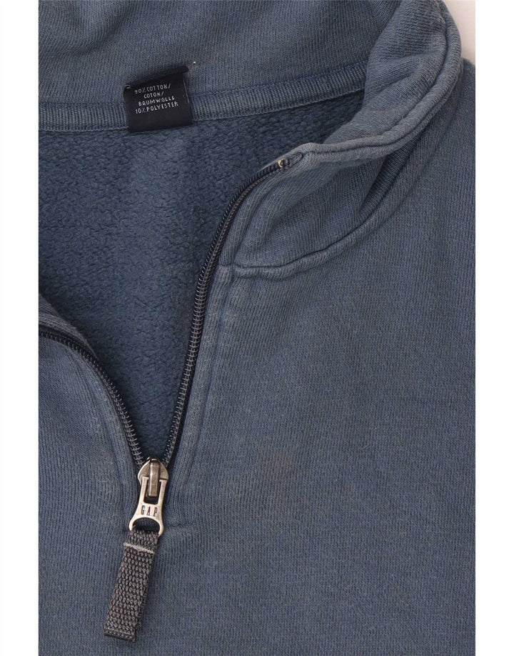 Gap Felpa da uomo con zip sul collo, maglione piccolo blu