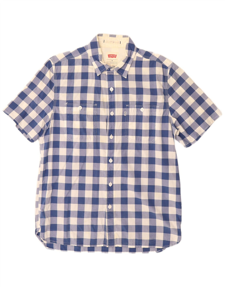 Camicia Levi's da uomo a maniche corte vestibilità standard in cotone a quadretti blu medio