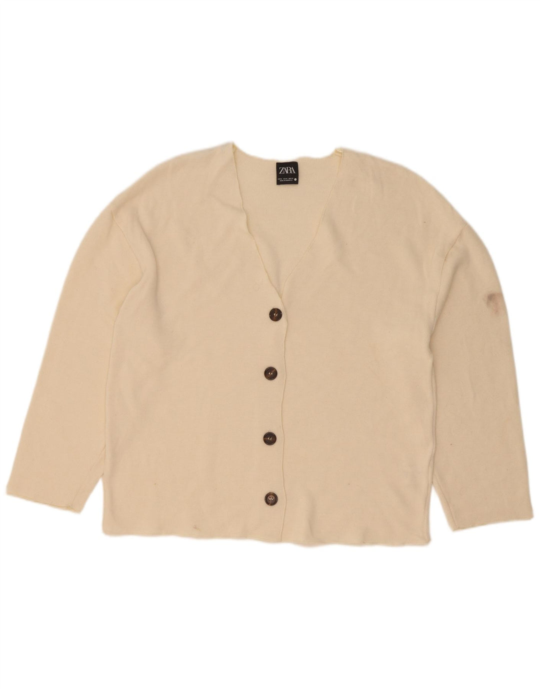 Top cardigan da donna Zara UK 14 viscosa bianco sporco medio
