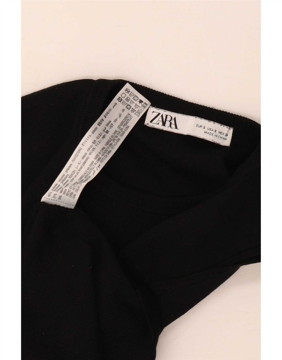Canotta corta da donna Zara UK 8 piccola in poliestere nero