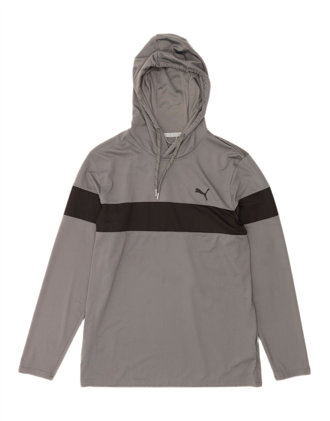 Maglia PUMA da uomo a maniche lunghe con cappuccio, poliestere color block grigio medio