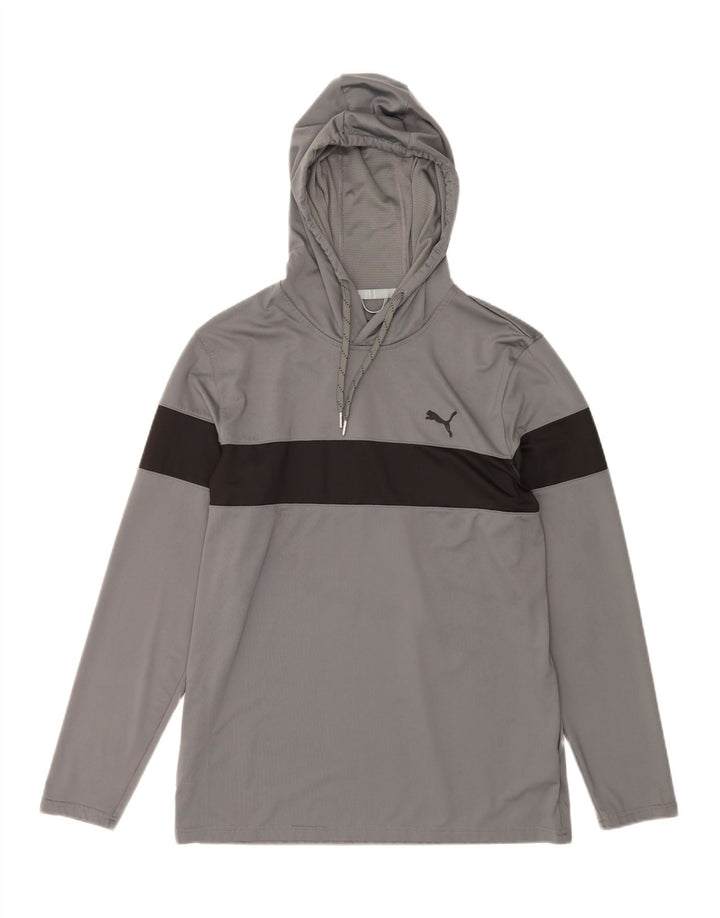 Maglia PUMA da uomo a maniche lunghe con cappuccio, poliestere color block grigio medio