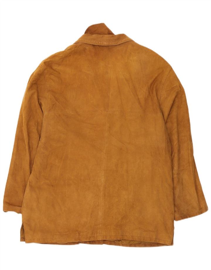 Giacca blazer a 3 bottoni in pelle scamosciata da donna Conbipel UK 14 in pelle marrone medio