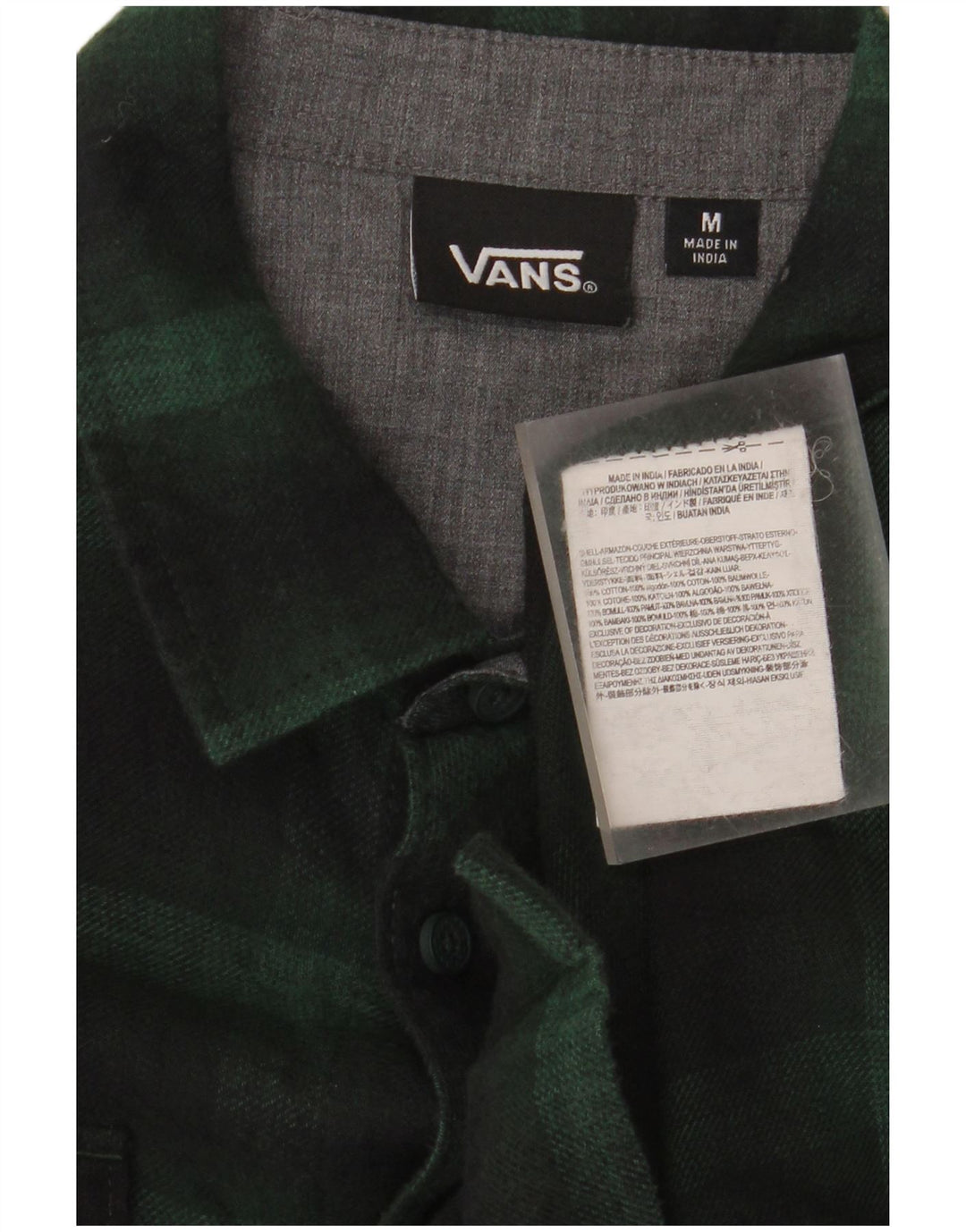 Camicia da uomo in flanella VANS in cotone scozzese verde medio