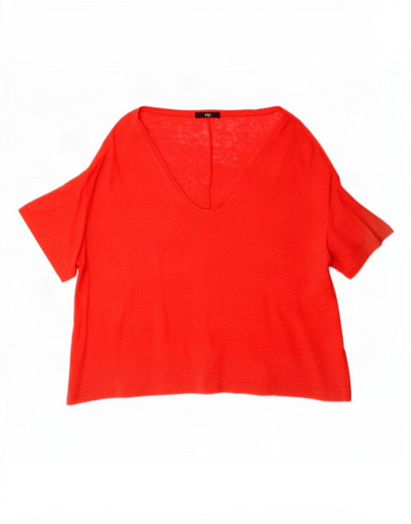 T-shirt oversize da donna Zara Top UK 10 piccola in lino rosso