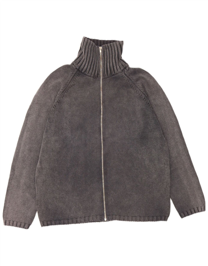 Maglione cardigan da uomo Zara grande in cotone grigio
