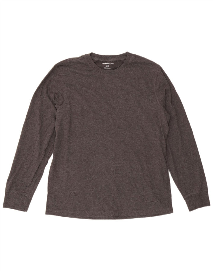 EDDIE BAUER Top da uomo a maniche lunghe in cotone grigio medio