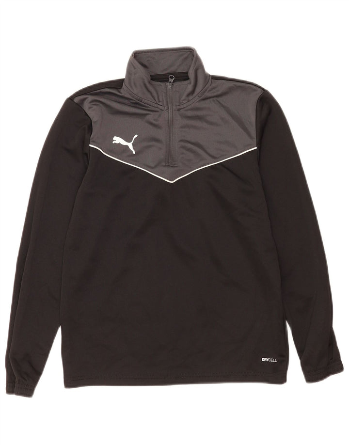 Felpa Puma da ragazzo con zip e collo, 11-12 anni, color block nero
