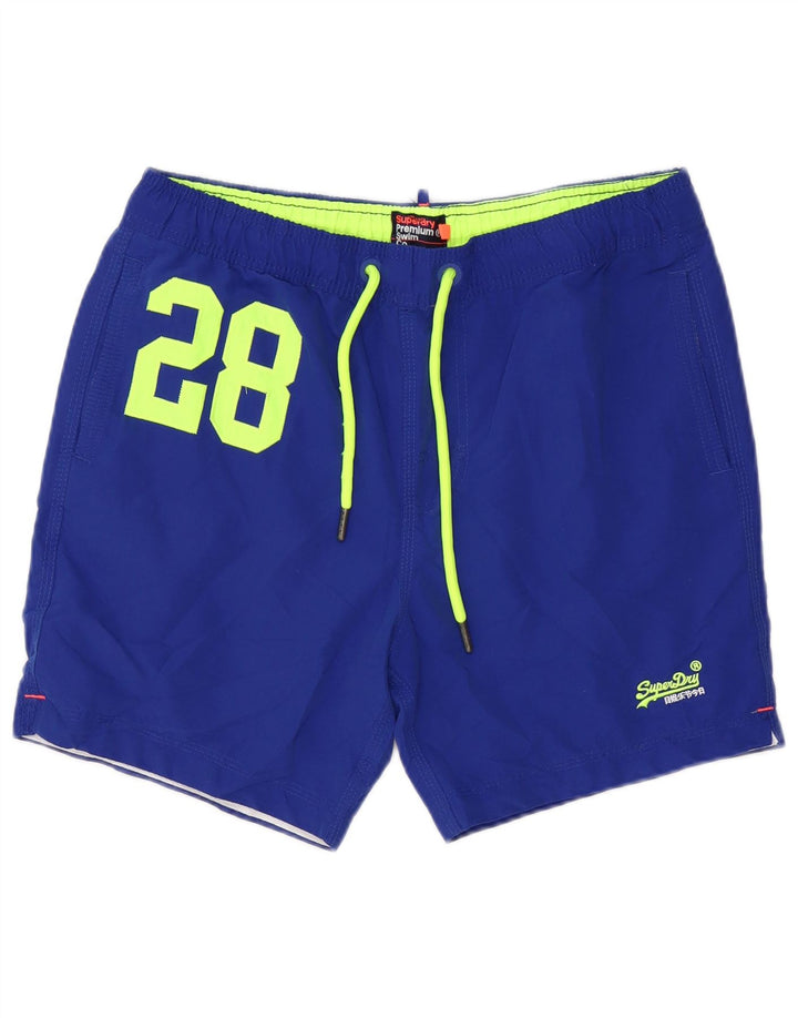 Pantaloncini da bagno grafici da uomo Superdry grandi in poliestere blu