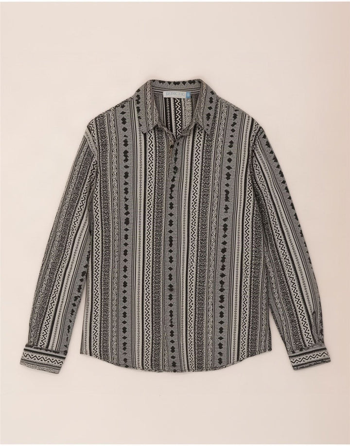 Camicia Vintage da Uomo in Viscosa Rigata Grande Grigia