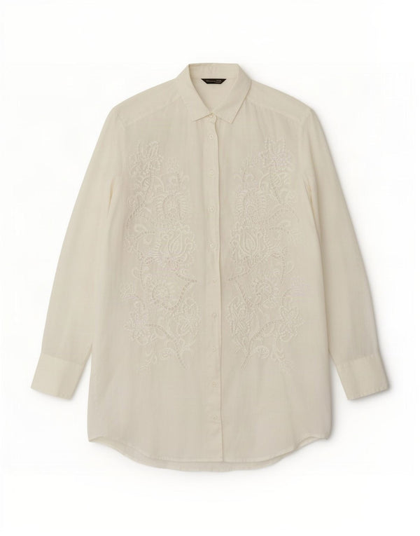 Abito chemisier trasparente da donna di Massimo Dutti UK 10 piccolo floreale bianco