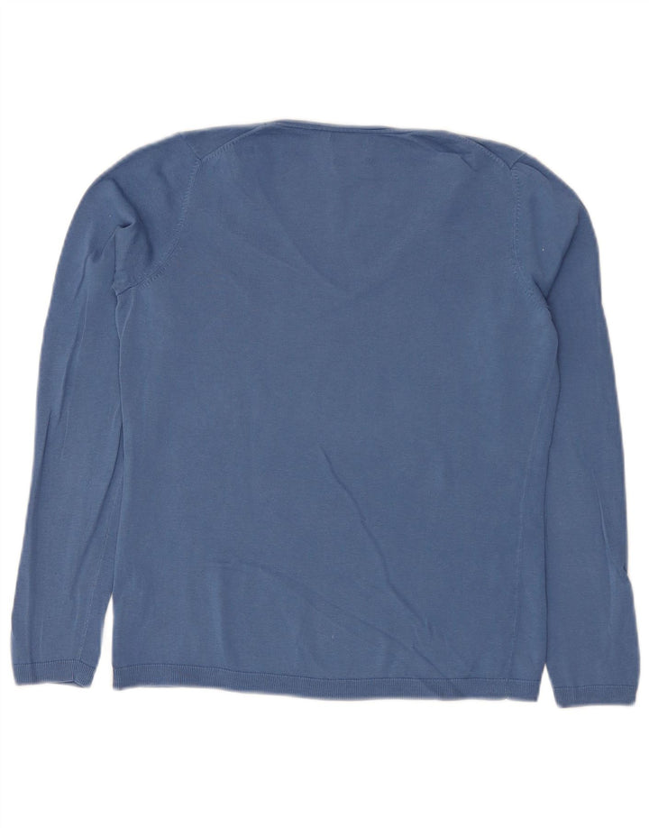Maglione maglione con scollo a V da donna Massimo Dutti UK 10 piccolo cotone blu