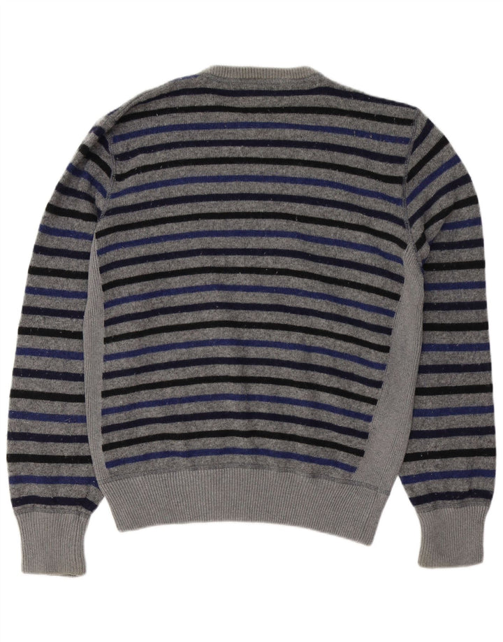 WOOLRICH Maglione girocollo da uomo in lana XL a righe grigie