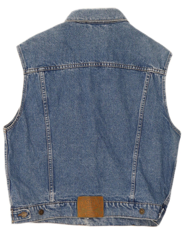 Gilet vintage da uomo in denim UK 40 grande blu cotone