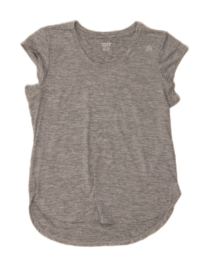 REEBOK Womens T-Shirt Top UK 18 XL Grey Flecked Polyester Vintage Reebok and Second-Hand Reebok from Messina Hembry 