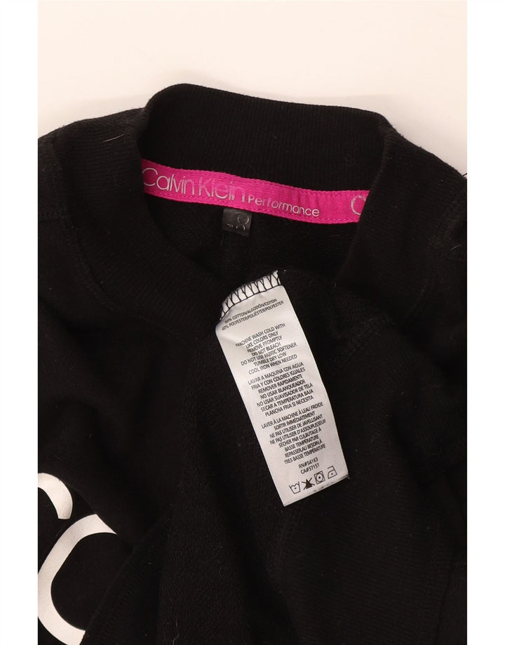 Calvin Klein Donna Crop Graphic Felpa Maglione UK 12 Medio Nero