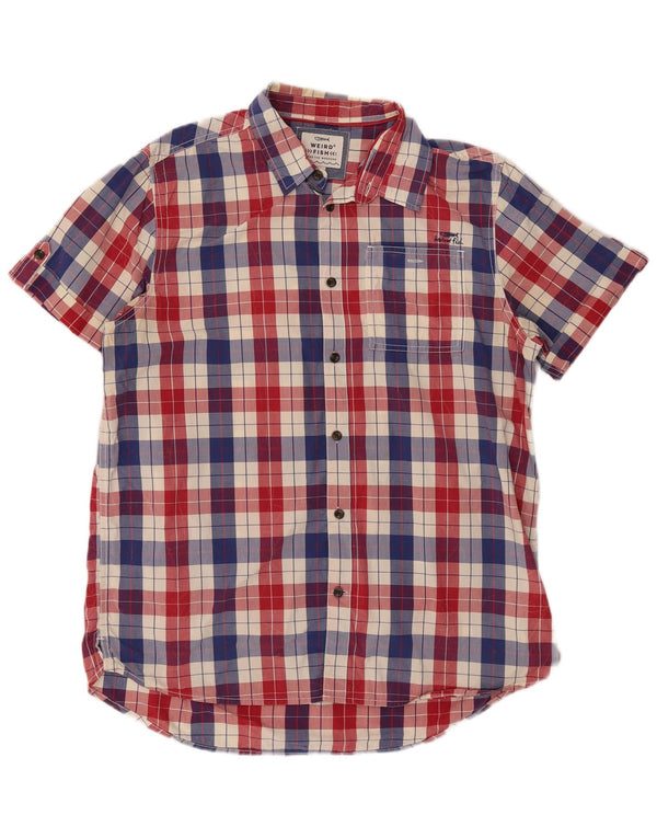 WEIRD FISH Camicia a maniche corte da uomo 2XL Cotone a quadri multicolore