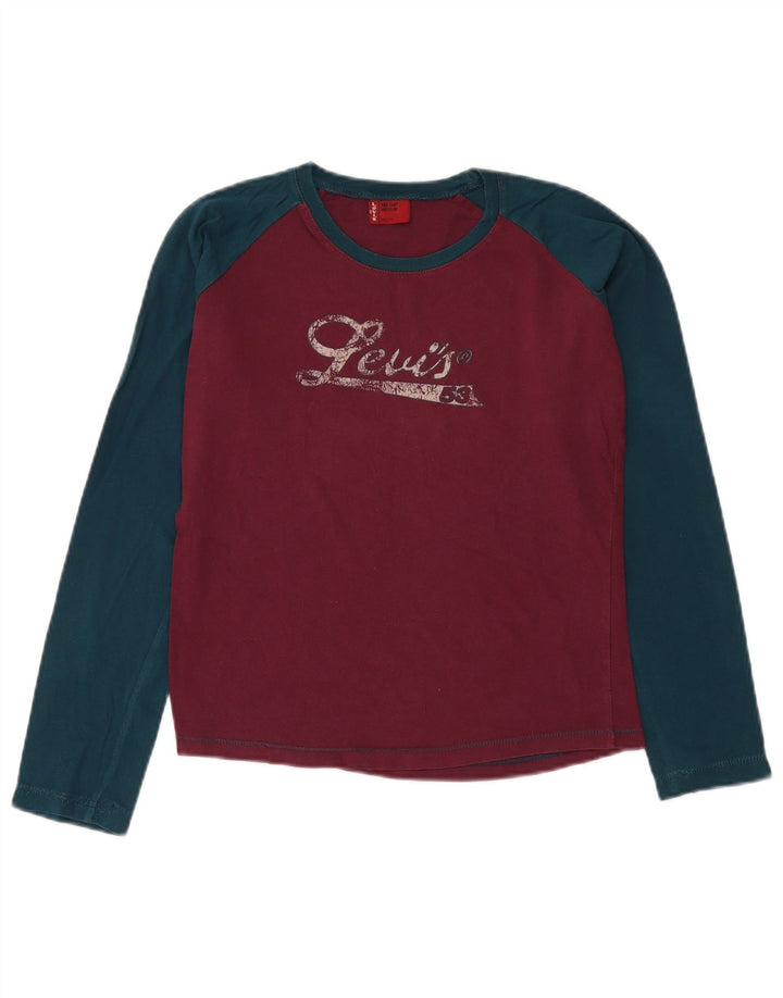 Levi's Top grafico da donna a maniche lunghe UK 14 Colorblock medio bordeaux