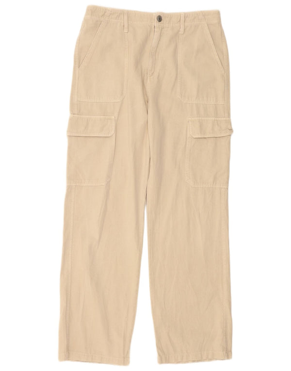 Zara Womens High Waist Loose Fit Cargo Trousers EU 42 Large W32 L32 Beige