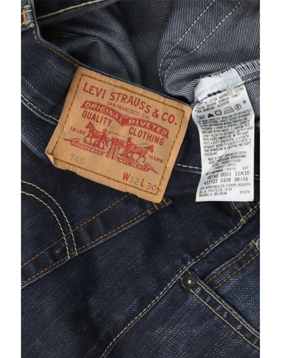 Levi's Uomo 765 Jeans svasati W32 L30 Cotone blu navy