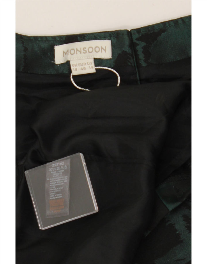 MONSOON Abito tubino senza maniche da donna UK 18 XL Poliestere floreale verde