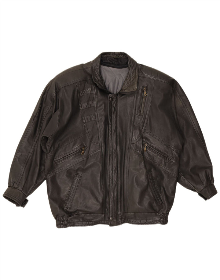 Giacca in pelle vintage da uomo UK 42 XL nera