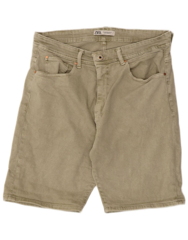 Pantaloncini di jeans da uomo Zara EU 46 XL W36 cotone kaki