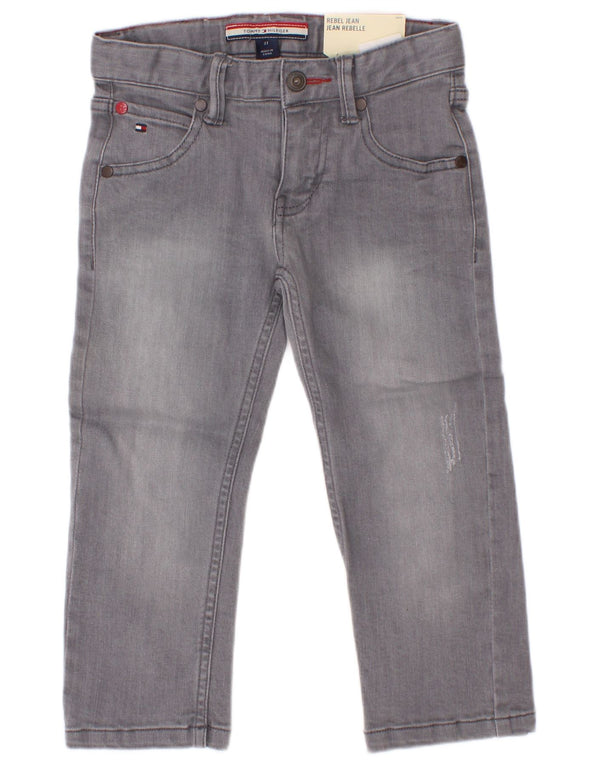 Tommy Hilfiger Ragazzi Jeans dritti invecchiati 2-3 anni W22 L15 Cotone grigio
