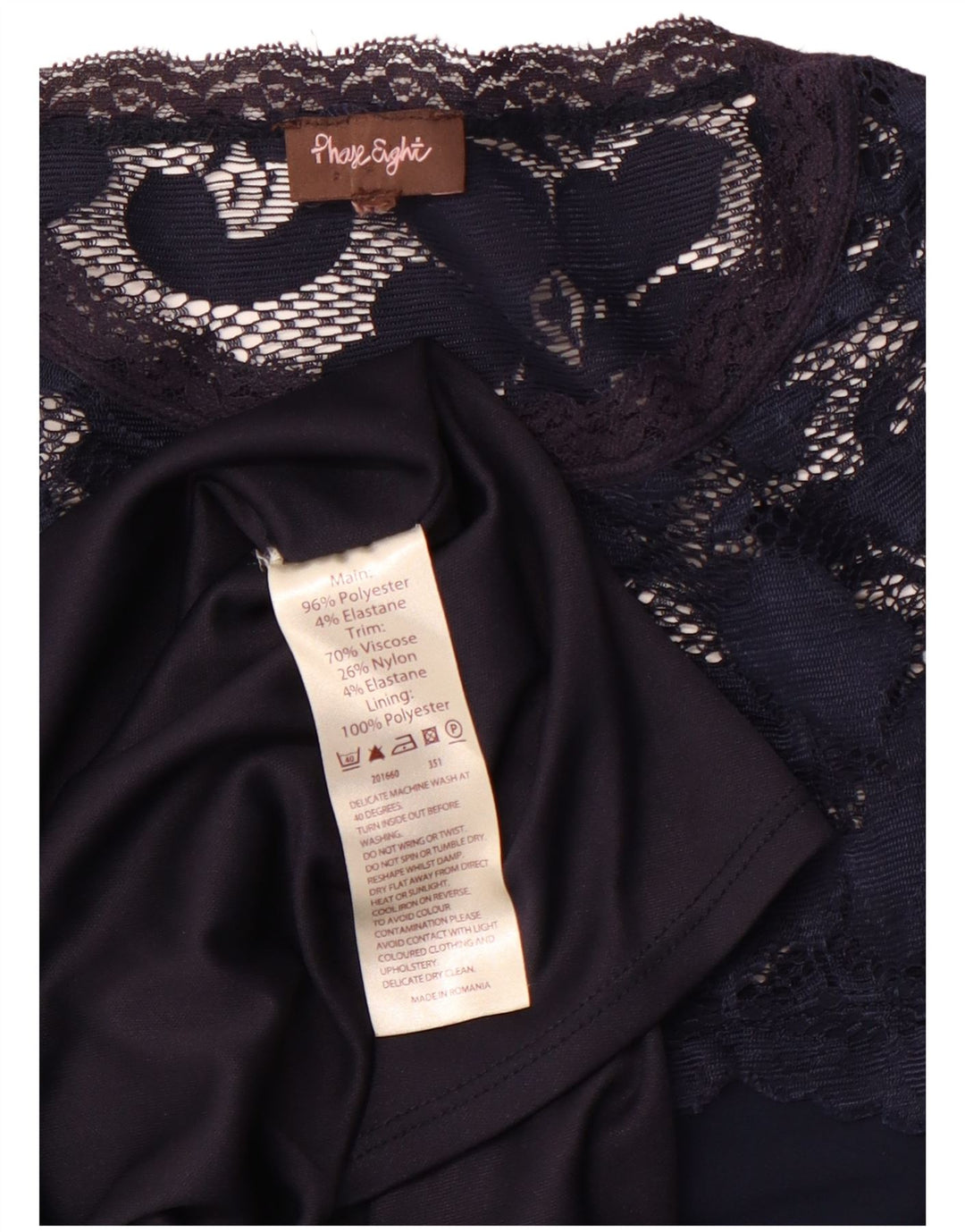 PHASE EIGHT Abito lungo da donna a maniche lunghe UK 12 Medio blu navy floreale