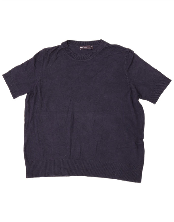 Maglione maglione girocollo da donna Marks & Spencer UK 14 grande blu navy