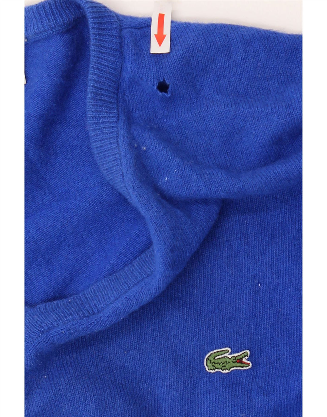 Maglione maglione da uomo con scollo a V Lacoste taglia 6 XL lana vergine blu