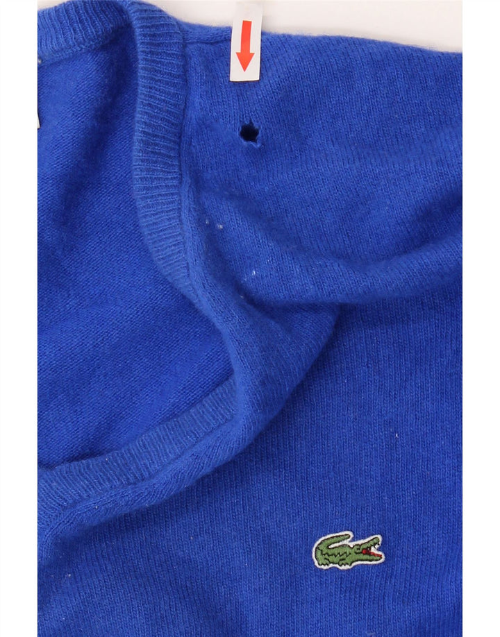 Maglione maglione da uomo con scollo a V Lacoste taglia 6 XL lana vergine blu